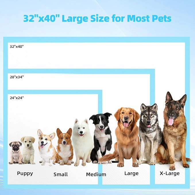 Puppy Pee Pads for Dogs Extra Large 32"x40" 100 Count, Super Absorbent & Quick-Dry, Thicken Disposable Potty Training Pads for Doggie Cats Rabbits, Leakproof Pet Piddle Pad