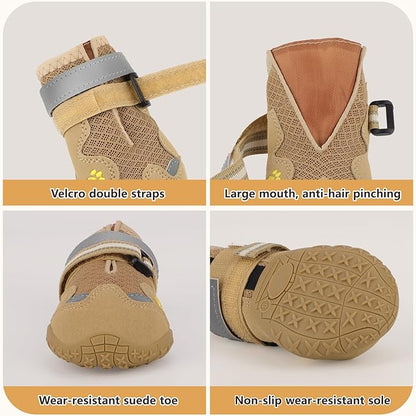 Dog Shoes for Large Medium Small Dog, Mesh Breathable Dog Shoes for Hot Pavement, Anti-Slip Dogs Boots Paw Protectors with Reflective for Outdoor Walking Indoor Hardfloors(Size 7)