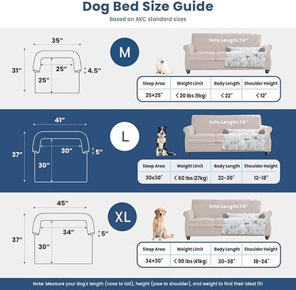 Calming Dog Couch Bed for Large Dogs, 41 x 37 inch Waterproof Removable Pet Mat Couch Cover for Furniture Protector, Non-Slip Fluffy Pelsbarn Dog Bed for Couch, Sofa, Outdoor - Tie-Dye Grey