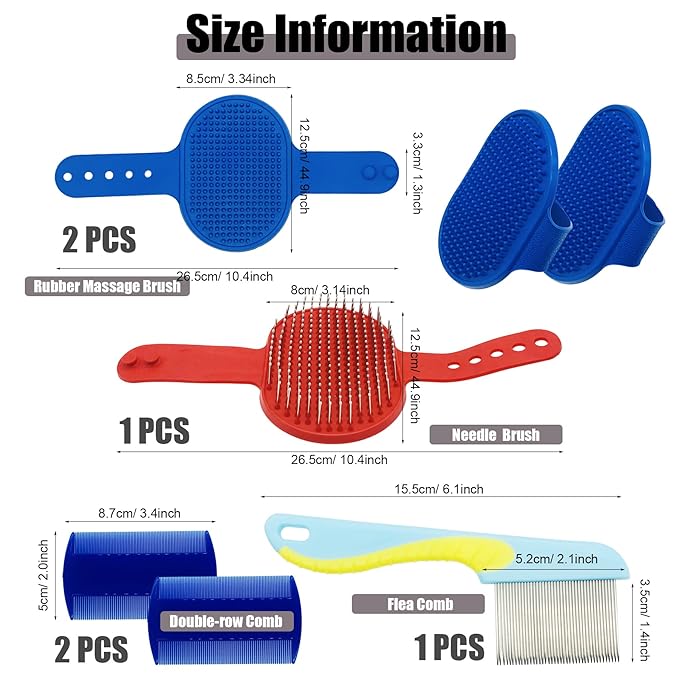 Allazone 13 PCS Small Animal Grooming Supplie, Nail Clipper and Trimmer, Pet Hair Remover Comb, Small Animal Massage Brush Double-Sided Comb and Toothbrush for Dog Bunny Rabbit Hamster