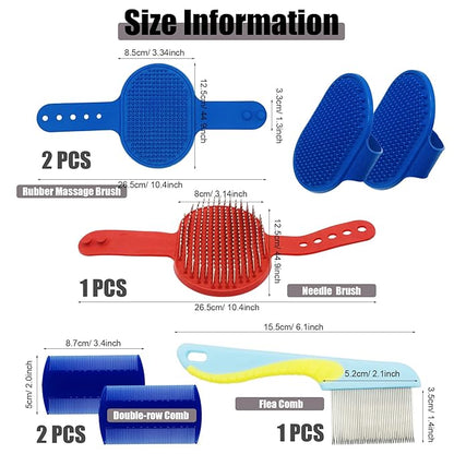 Allazone 13 PCS Small Animal Grooming Supplie, Nail Clipper and Trimmer, Pet Hair Remover Comb, Small Animal Massage Brush Double-Sided Comb and Toothbrush for Dog Bunny Rabbit Hamster