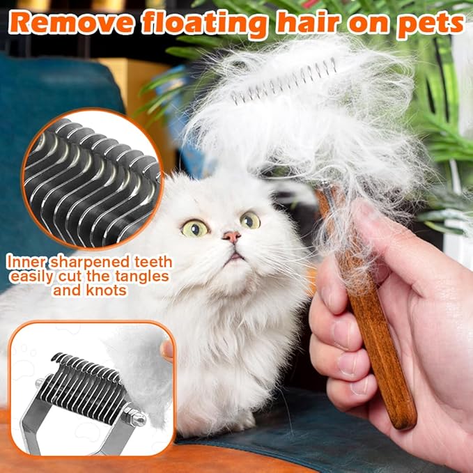 Cat Comb,Grooming Tool for Cats Dogs,Dog Brush for Shedding,Professional Pet Grooming Brushï¼_eshedding tool, Remove Loose Hair & Matted Fur, Dematting comb for Dogs and Cats