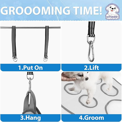 Pet Grooming Hammock Harness for Cats & Small Dogs (XXS), Dog Nail Trimming Sling with Clippers, Scissors & Nail File, Hanging Holder for Easy Grooming & Nail Care