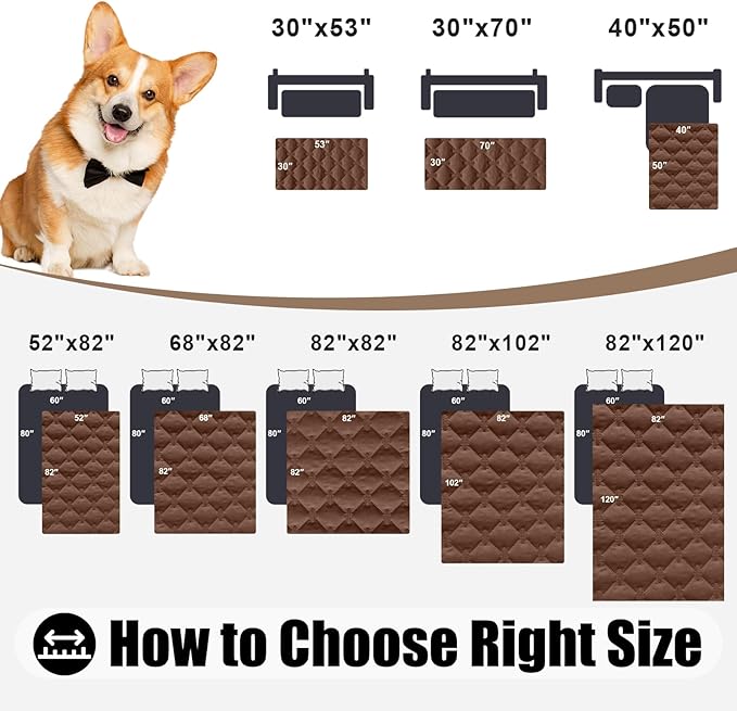 Smiry Waterproof Dog Blanket, Soft Dog Bed Cover Pet Blanket, Reversible Couch Cover for Dogs Washable, Pet Couch Covers for Sofa Furniture Protector for Puppy Cat (52x82 Inch, Brown/Chocolate)