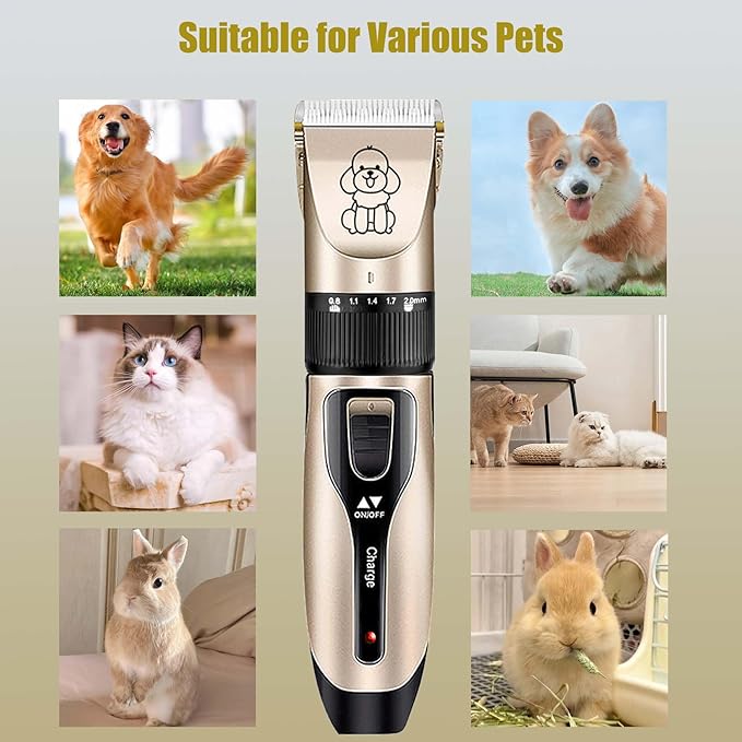 Dog Shaver Clippers, Pets Grooming Kit, Low Noise Rechargeable Cordless Hair Clippers for Small&Large Dogs Cats