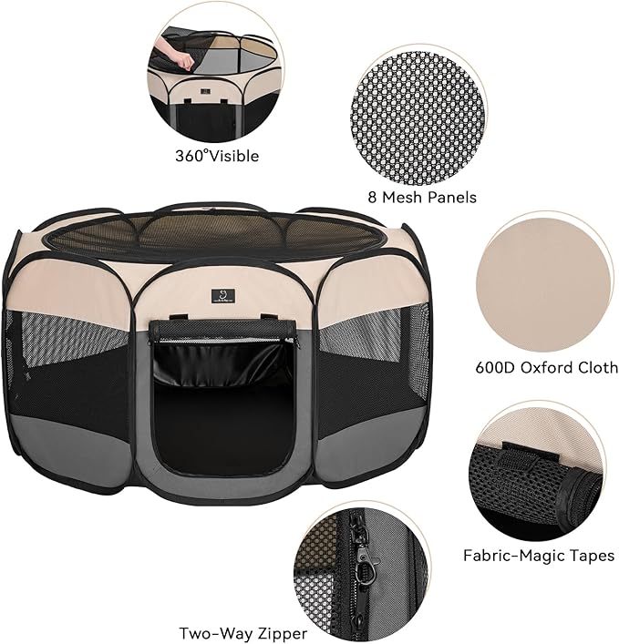 A4Pet Portable Kitten Playpen for Cats, 27" Foldable Pet Playpen for Puppy/Cat/Rabbit/Chick, with Removable Zipper Top & Mesh Panel(11_ _ 7.5_)