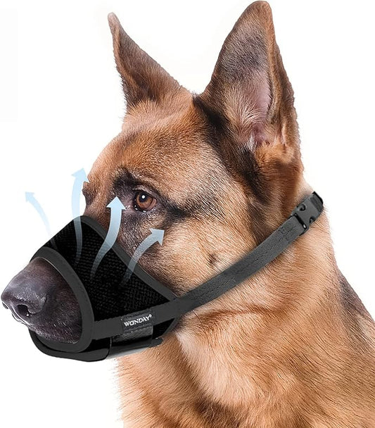 Dog Muzzle for Small Medium Large Dogs, Dog Muzzles for Biting Barking and Chewing Puppy Muzzle Nylon Soft Mesh Breathable Adjustable Loop Muzzle Anti-Dropping (M, Black)