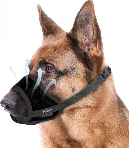 Dog Muzzle for Medium Dogs, Dog Muzzle for Large Dogs Biting, Soft Nylon Muzzle Anti Biting Barking Chewing,Air Mesh Breathable Drinkable Adjustable Pet Muzzle for Medium Large Dogs L Black