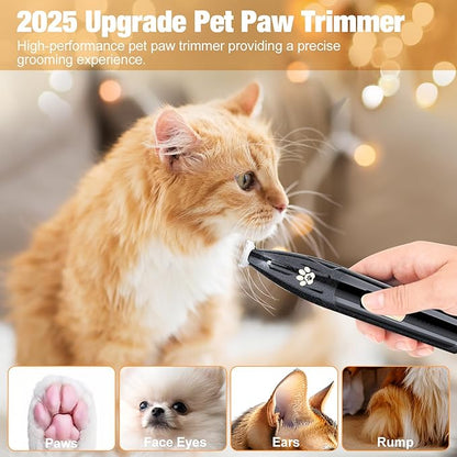 Dog Grooming Kit with LED Display, Low Noise Pet Clippers, Cordless Dog Hair Trimmer for Paws, Ears, Face, Rump with LED Light (Streamer Black)
