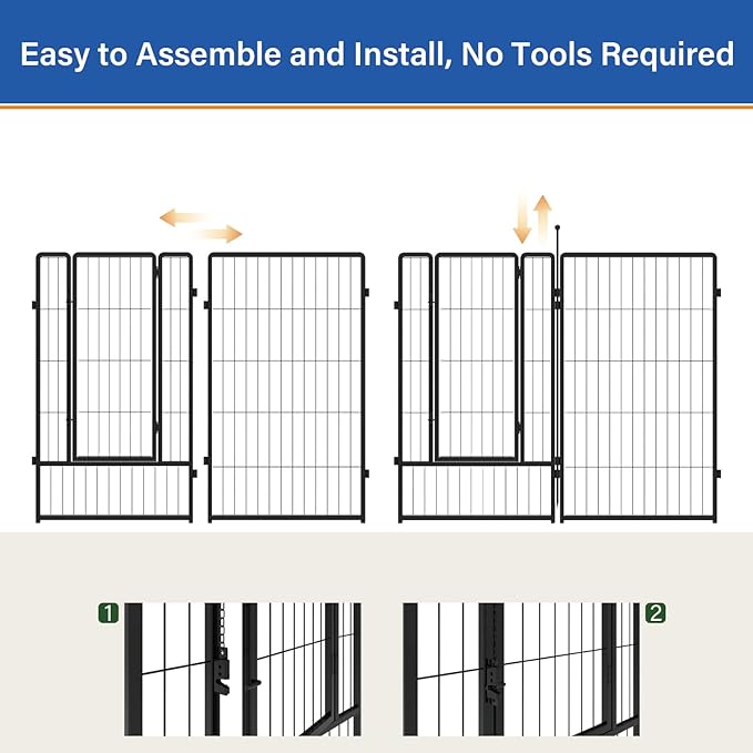 Dog Playpen for Indoor & Outdoor Use  Heavy-Duty Metal Pet Fence with Ground Stakes, Rounded Ball Tops for Safety, Stable & Foldable Design, Easy to Assemble 24 inch 4 Panels
