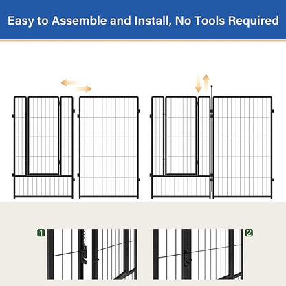 Dog Playpen for Indoor & Outdoor Use  Heavy-Duty Metal Pet Fence with Ground Stakes, Rounded Ball Tops for Safety, Stable & Foldable Design, Easy to Assemble 24 inch 4 Panels