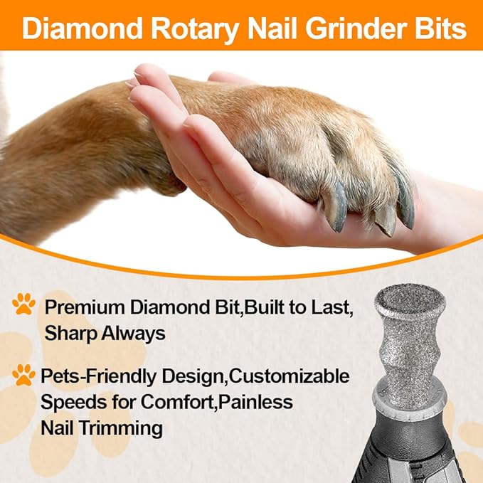 BGTEC Diamond Rotary Pet Nail Grinder Bits Dog Nail Grinder Replacement Head -5PCS 1/8" Replacement Grinder Wheel for Animals Nail Care(C)