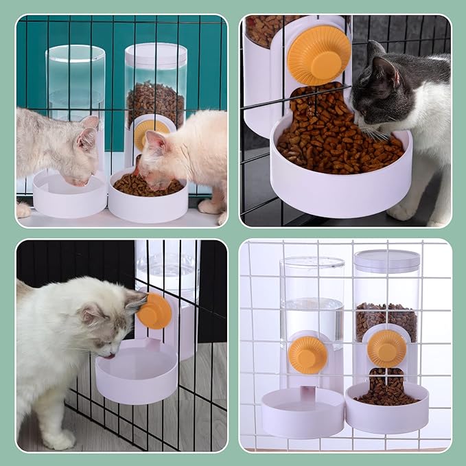 Hanging Automatic Food Water Dispenser,Gravity Rabbit Feeder and Water Dispenser Set,Cage Cat Food Bowl for Bunny Chinchilla Guinea Pig Hedgehog Ferret
