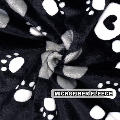 Dog Blanket, Soft Fleece Dog Blankets for Small Medium Dogs, Fluffy Flannel Pet Cat Puppy Blanket Mat Cover for Bed Couch, Cute Paw Print Throw Blanket for Dogs, Black 40"X30"