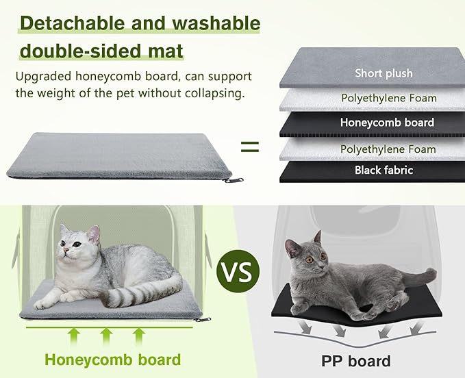 Pecute Cat Backpack, Adult Cat Backpackswith Breathable Mesh, Collapsible Small Dog Backpack, Pet Backpack with Multi-Pockets, Great for Travel Hiking Camping (Gray)