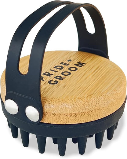 Pride and Groom Bath Brush  Dog Brush with Silicone Teeth & Bamboo Base to Release Debris & Undercoat, Stimulate Natural Skin Oils, Detangle, & Massage in and out of Tub for Healthy Coat