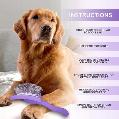 Dog Slicker Brush for Goldendoodles & Golden Doodle Brush for Grooming Kit - Dog Brush for Goldendoodle, Labradoodle, Poodles - Pet Hair Brush for Medium & Long Haired Dogs - Large (Purple)