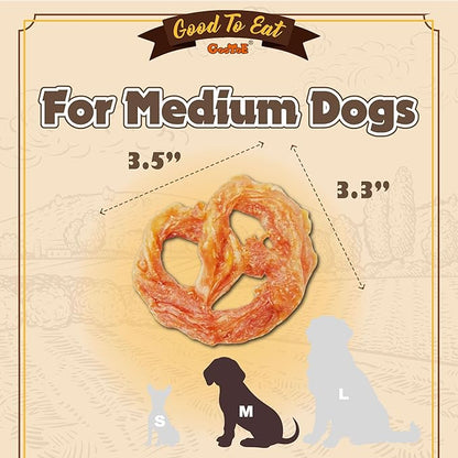Gootoe Turkey Tendon Dog Treats, Pretzel (M) 3.17 oz, USA-Sourced Turkey Tendon, Natural Snack, Premium Puppy Chews, Hypoallergenic, Reseal Value Bags, Size for Medium Dogs (Pack of 2)