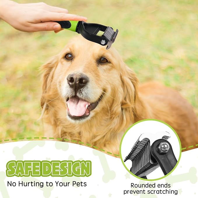 deshedding dog brush,dog grooming supplies,Dematting Comb with 2 Sided Professional Grooming Rake for Cats & Dogs