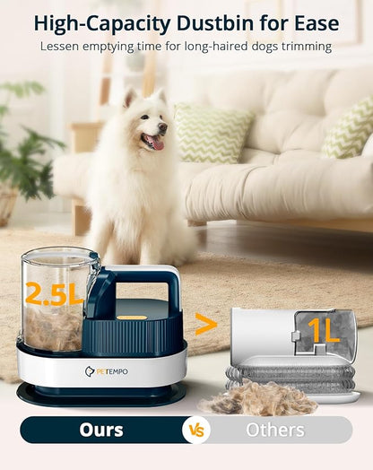 Dog Grooming Vacuum & Blow Dryer, 2.5L Dog Vacuum for Shedding Grooming with 3 Temperature Settings, 10-in-1 Pet Vacuum Grooming Kit for Dogs & Cats