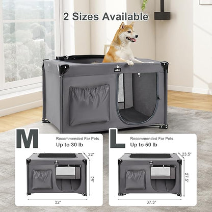 Dog Playpen, Oxford Fabric Dog Crate, Collapsible Portable Dog Crate for Dogs and Cats, Dog Pen with Carrying Bag, Cat Pet Playpen for Indoor, Outdoor, Travel Camping