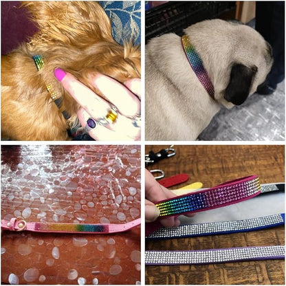 Bling Dog Collars for Small Dogs, XXS Dog Collar with Rhinestone Diamond Crystal Glitter Girls Dog Collars for Puppy XXS XS Small Dogs and Cats, Dark Pink, XXS