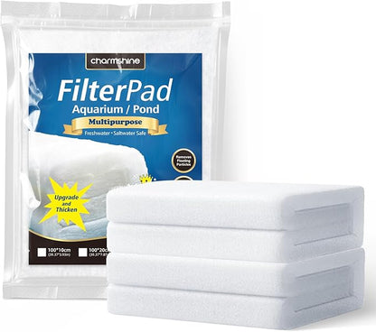 Aquarium Filter Floss Fish Tank Filter Media Aquarium Filter Pad for Fish Tank, Ponds,Garden, Saltwater,Fershwater,Plant, Trutle(39.37x7.87in White)