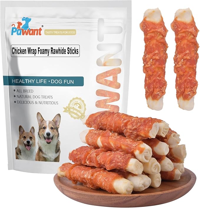 Dog Treats Chicken Wrapped Rawhide Rolls Healthy Dog Chews Long Lasting for Large Dog 1 lb/454g