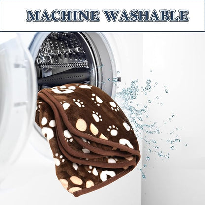 Dog Blanket, Soft Fleece Dog Blankets for Large Dogs, Fluffy Flannel Pet Cat Puppy Blanket Mat Cover for Bed Couch, Cute Paw Print Throw Blanket for Dogs, Brown 60"X50"