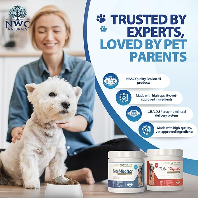 NWC Naturals Twin Pack - Probiotics and Digestive Enzymes for dogs and cats one Total-Zymes and one Total-Biotics 8-Ounce