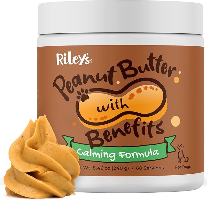 Riley's Calming Peanut Butter for Dogs - Dog Peanut Butter Calming Aid - Separation Anxiety Relief for Dogs - 8.46 oz
