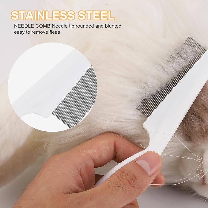 2 Packs Pet Hair Comb, 2 in 1 New Dog Comb Multifunctional Pet Hair Comb Pet Hair Comb Flea and Tear Stain Removal Cat Comb for Grooming and Dehairing Face and Paws