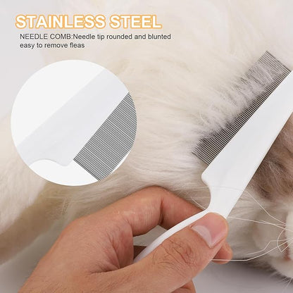 2 Packs Pet Hair Comb, 2 in 1 New Dog Comb Multifunctional Pet Hair Comb Pet Hair Comb Flea and Tear Stain Removal Cat Comb for Grooming and Dehairing Face and Paws