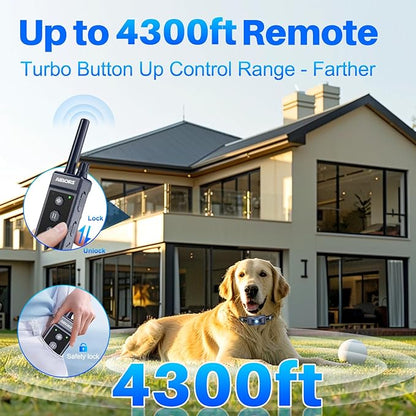 Dog Shock Collar, 4300FT Waterproof Dog Training Collar with Remote for 5-150lbs Small Medium Large Dogs, Rechargeable E Collar with Beep (1-8), Vibration(1-16), Safe Shock(1-99),Shock Collar for Dogs
