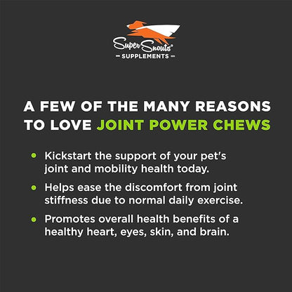 Super Snouts Joint Power – 60 Soft Chews – Joint Supplement for Dogs and Cats with Green Lipped Mussel Helps Ease Discomfort & Stiffness– Made in The USA