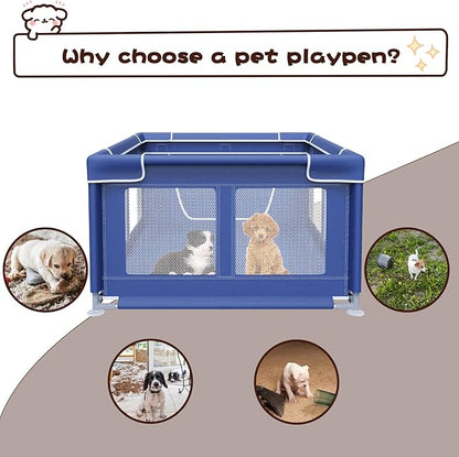 Dog Playpen 42 _ 42 Inch, Puppy PlayPen with Gate for Puppies, Small and Medium Dogs, Pet PlayPen for Outdoors & Indoors