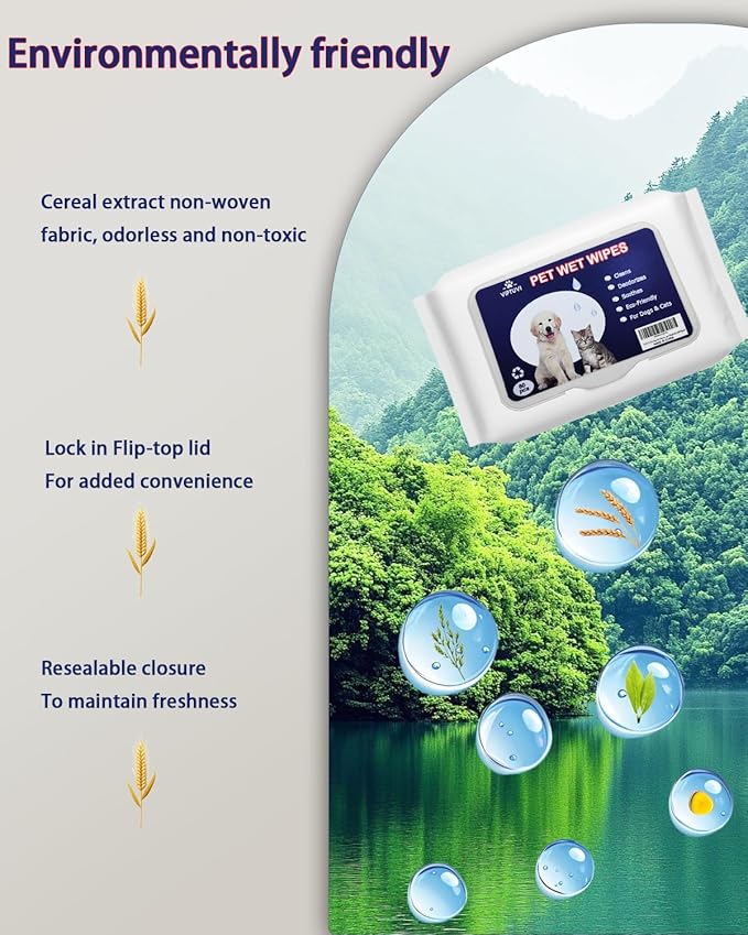 Dog Wipes for Paws and Butt  Unscented Pet Wipes for Dogs & Cats  80 Ct Extra Thick, Lint-Free Cleaning Wipes for Face, Ears, and Sensitive Areas  Hypoallergenic & Travel-Friendly