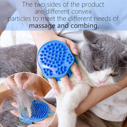 Double Sided Blue Pet Bath Comb Brush Soothing Massage Rubber Comb for Long Short Haired Dogs and Cats
