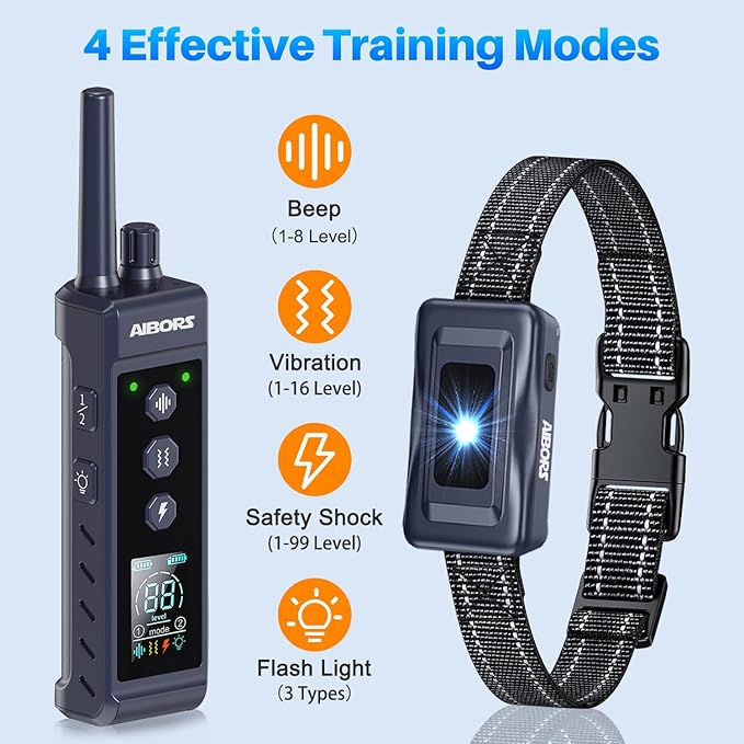 Dog Shock Collar, 4300FT Waterproof Dog Training Collar with Remote for 5-150lbs Small Medium Large Dogs, Rechargeable E Collar with Beep (1-8), Vibration(1-16), Safe Shock(1-99),Shock Collar for Dogs