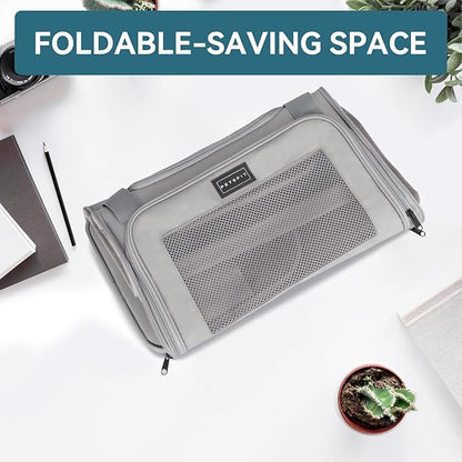 PETSFIT Cat Carrier Airline Approved, Soft Carrier for Small and Medium Cats Under 12 Lbs, Soft Cat Travel Bag, Kitten Carrier with Extendable Mat, Grey