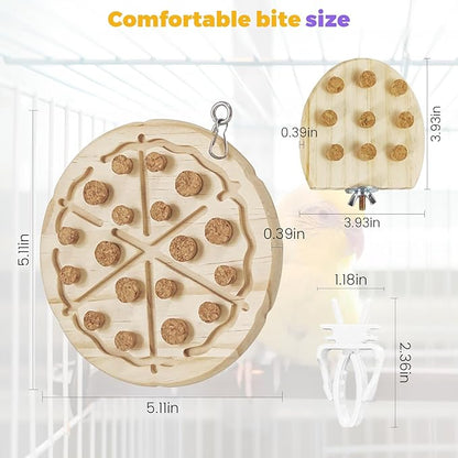 2 Pcs Bird Chew Toy Wooden Foraging Toys, Hanging Wooden Puzzle Foraging,Parrot Cork Stopper Toys Birds Feeding Toy,2 Pcs Bird Cage Food Holder Fruit, for Small and Medium Parrots(F)