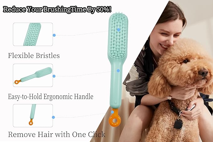Stretchable Puppy Brush ï¼ Soft Dog Brush - Gentle Grooming Brush for Small Dogs, Perfect for Yorkie, Shih Tzu, Maltipoo ï¼_og Hair Remover Brush (Green)