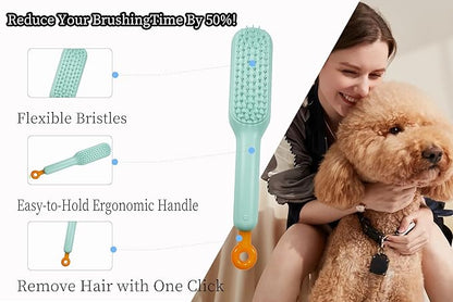 Stretchable Puppy Brush ï¼ Soft Dog Brush - Gentle Grooming Brush for Small Dogs, Perfect for Yorkie, Shih Tzu, Maltipoo ï¼_og Hair Remover Brush (Green)
