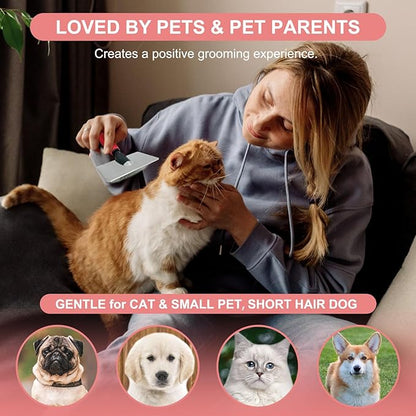 YIRU Gentle Slicker Brush with Massage Pins for Sensitive Skin - For Dogs, Cats, Labradoodles with Short to Long Hair, Removes Undercoat and Mats