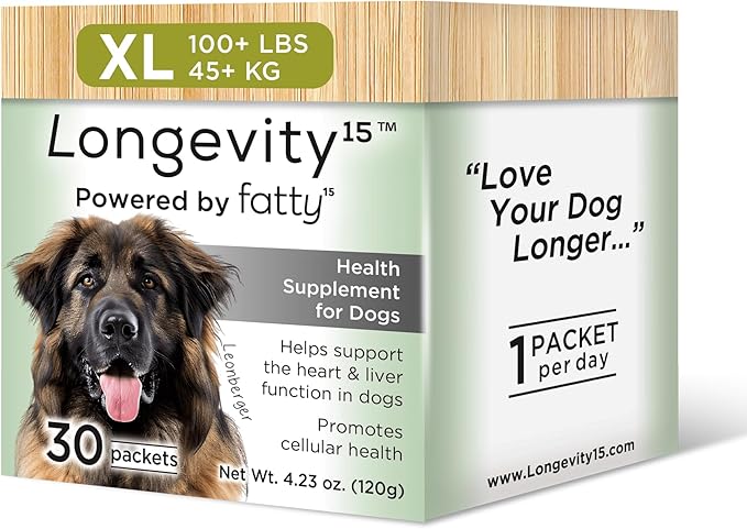 Yummy Combs Longevity15  C15:0  Fatty Acid Health Supplement for Dogs  Healthy Pet Supplies  for Extra Large Dogs, 1 Pack