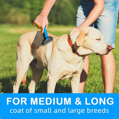 Dog Undercoat Rake, Cat Grooming Rake Shedding Brush 2 Sided Pet Grooming Tool Deshedding and Dematting Rake Brushes Comb for Pets Remove Undercoat Mats & Tangles
