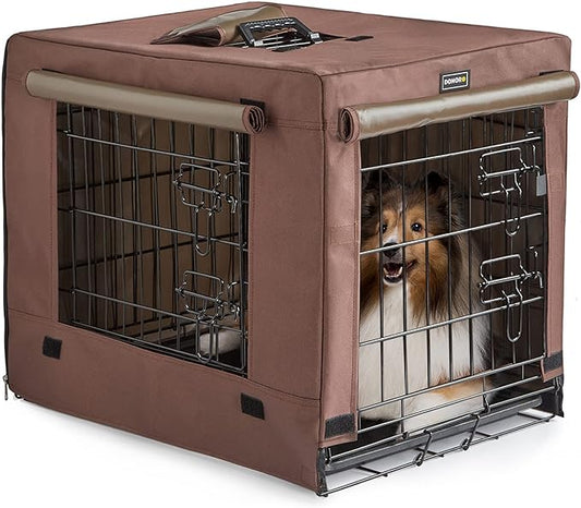 DONORO Dog Crates for Small Size Dogs Indoor, Double Door Dog Kennels & Houses for Puppy and Cats with Dog Crate Cover, Collapsible Metal Contour Dog Cages
