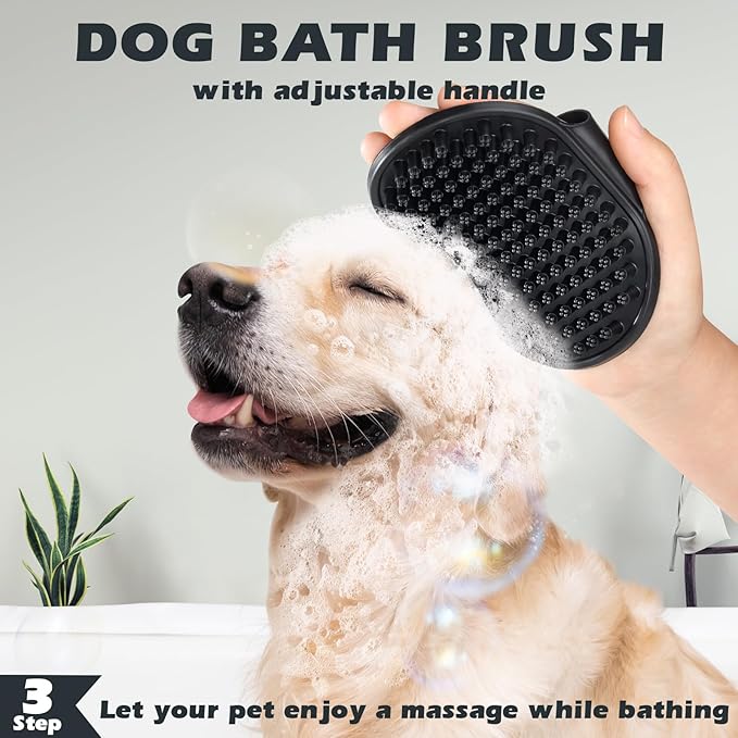 3PCS Dog Brush I Dog Brush for Shedding I Deshedding Dog Brush I Dog Bath Brush I Slicker Brush For Dogs I Dog Comb I Premium Pet Supplies (White Black)