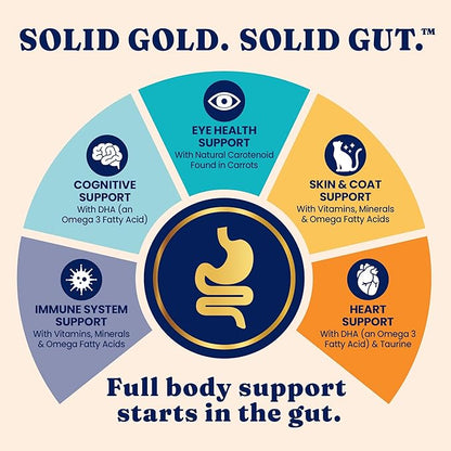 Solid Gold Bone Broth Cat Food Topper - Limited Ingredient Lickable Cat Broth Pouches w/Chicken Protein Shreds & Collagen for Hydration & Gut Support - Easy to Serve Gravy for Cats Meal Topper - 12ct