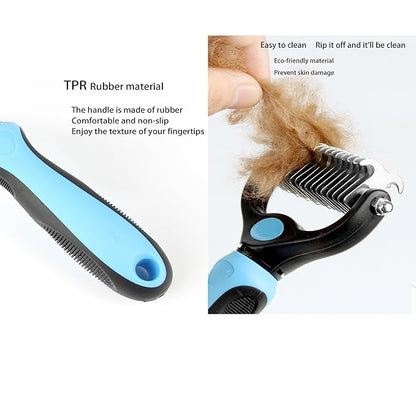 Dog Brush for Shedding, Pet Grooming Brush, Cat Deshedding Brush Tool, Double Sided Shedding and Dematting Undercoat Rake Comb for Dogs & Cats (big, RED)